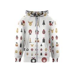 Christmas Symbols Kids  Zipper Hoodie by artworkshop