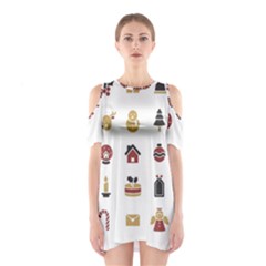 Christmas Symbols Shoulder Cutout One Piece Dress by artworkshop