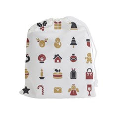 Christmas Symbols Drawstring Pouch (xl) by artworkshop