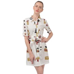 Christmas Symbols Belted Shirt Dress by artworkshop