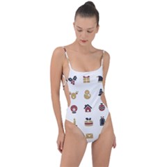 Christmas Symbols Tie Strap One Piece Swimsuit by artworkshop