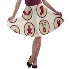 Christmas Winter Symbols A-line Skater Skirt by artworkshop