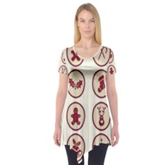 Christmas Winter Symbols Short Sleeve Tunic  by artworkshop