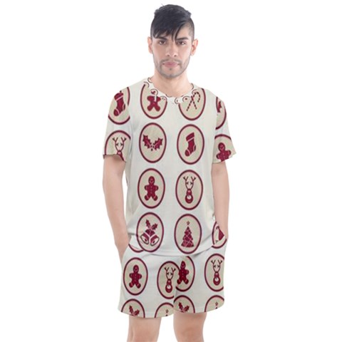 Christmas Winter Symbols Men s Mesh Tee And Shorts Set by artworkshop