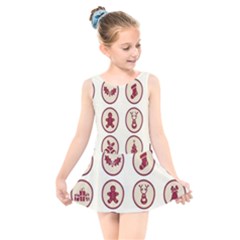 Christmas Winter Symbols Kids  Skater Dress Swimsuit by artworkshop