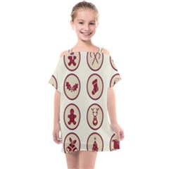 Christmas Winter Symbols Kids  One Piece Chiffon Dress