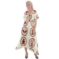 Christmas Winter Symbols Cross Front Sharkbite Hem Maxi Dress by artworkshop