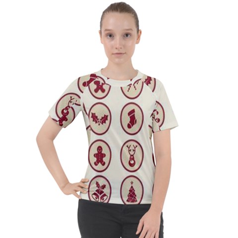 Christmas Winter Symbols Women s Sport Raglan Tee by artworkshop