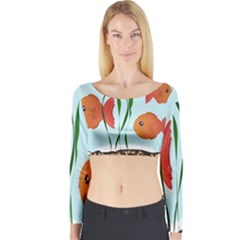 Fishbowl Fish Goldfish Water Long Sleeve Crop Top by artworkshop