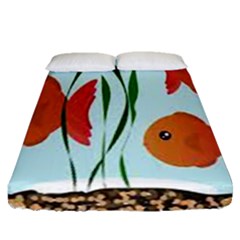 Fishbowl Fish Goldfish Water Fitted Sheet (queen Size) by artworkshop