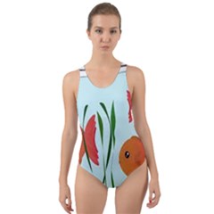 Fishbowl Fish Goldfish Water Cut-out Back One Piece Swimsuit by artworkshop