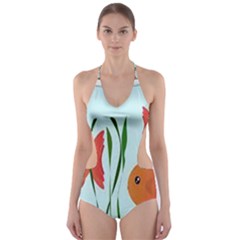 Fishbowl Fish Goldfish Water Cut-out One Piece Swimsuit by artworkshop