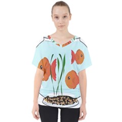 Fishbowl Fish Goldfish Water V-neck Dolman Drape Top by artworkshop