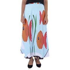 Fishbowl Fish Goldfish Water Flared Maxi Skirt by artworkshop