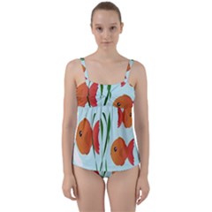 Fishbowl Fish Goldfish Water Twist Front Tankini Set by artworkshop