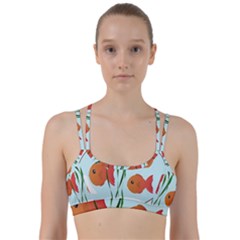 Fishbowl Fish Goldfish Water Line Them Up Sports Bra by artworkshop