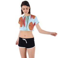 Fishbowl Fish Goldfish Water Tie Back Short Sleeve Crop Tee