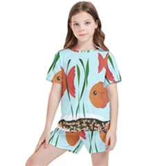 Fishbowl Fish Goldfish Water Kids  Tee And Sports Shorts Set by artworkshop