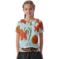 Fishbowl Fish Goldfish Water Kids  Frill Chiffon Blouse