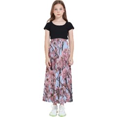 Japanese Sakura Background Kids  Flared Maxi Skirt by artworkshop