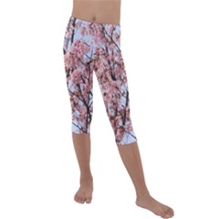 Japanese Sakura Background Kids  Lightweight Velour Capri Leggings  by artworkshop