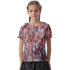 Japanese Sakura Background Kids  Frill Chiffon Blouse