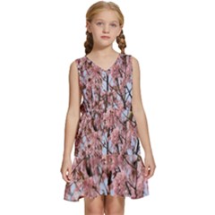 Japanese Sakura Background Kids  Sleeveless Tiered Mini Dress by artworkshop