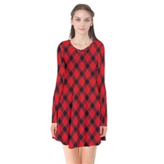 Lumberjack Plaid Long Sleeve V-neck Flare Dress by artworkshop