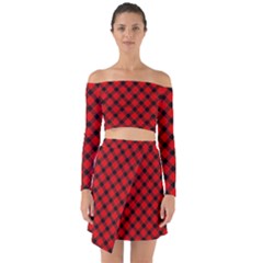 Lumberjack Plaid Off Shoulder Top With Skirt Set by artworkshop