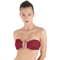 Lumberjack Plaid Twist Bandeau Bikini Top by artworkshop