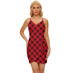 Lumberjack Plaid Wrap Tie Front Dress