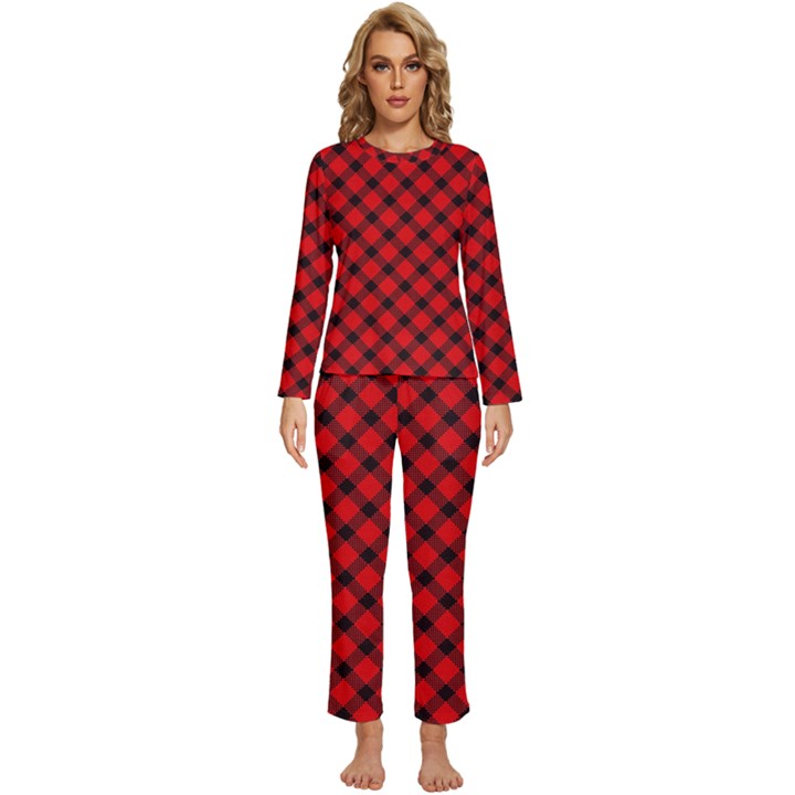 Lumberjack Plaid Womens  Long Sleeve Lightweight Pajamas Set