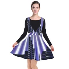 Superhero City Background Plunge Pinafore Dress by artworkshop