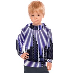 Superhero City Background Kids  Hooded Pullover by artworkshop