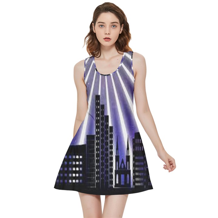 Superhero City Background Inside Out Reversible Sleeveless Dress