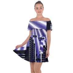 Superhero City Background Off Shoulder Velour Dress by artworkshop