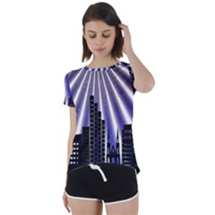 Superhero City Background Short Sleeve Open Back Tee by artworkshop