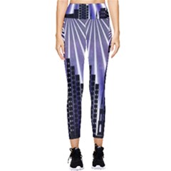 Superhero City Background Pocket Leggings  by artworkshop