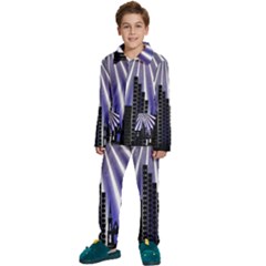 Superhero City Background Kids  Long Sleeve Velvet Pajamas Set by artworkshop