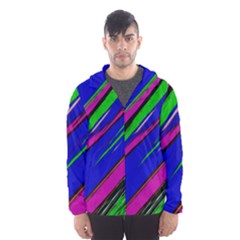 Diagonal Green Blue Purple And Black Abstract Art Men s Hooded Windbreaker