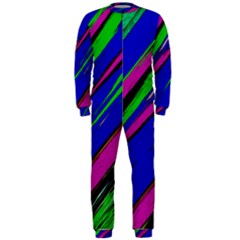 Diagonal Green Blue Purple And Black Abstract Art Onepiece Jumpsuit (men) by KorokStudios