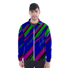 Diagonal Green Blue Purple And Black Abstract Art Men s Windbreaker