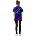 Diagonal Green Blue Purple And Black Abstract Art Kids  Short Sleeve Shirt View2