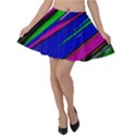 Diagonal Green Blue Purple And Black Abstract Art Velvet Skater Skirt View1