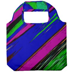 Diagonal Green Blue Purple And Black Abstract Art Foldable Grocery Recycle Bag by KorokStudios