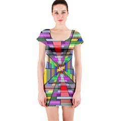 Art Background Abstract Short Sleeve Bodycon Dress