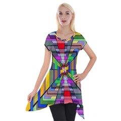 Art Background Abstract Short Sleeve Side Drop Tunic by artworkshop