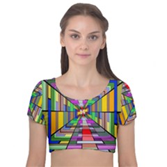 Art Background Abstract Velvet Short Sleeve Crop Top  by artworkshop