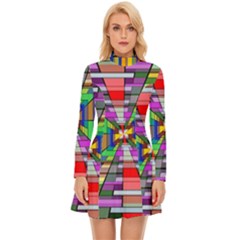 Art Background Abstract Long Sleeve Velour Longline Dress by artworkshop