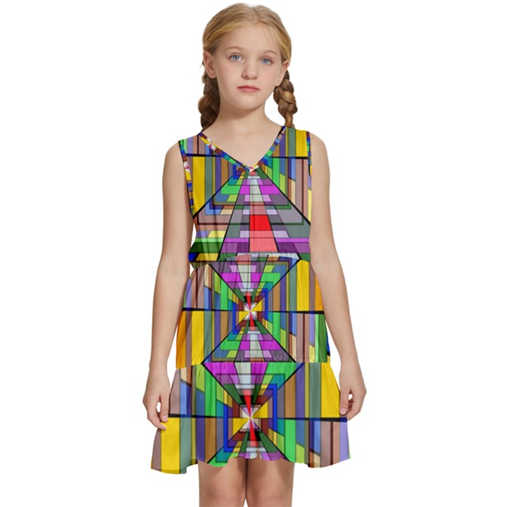 Art Background Abstract Kids  Sleeveless Tiered Mini Dress